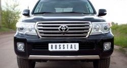 Защита переднего бампера (Ø75х42 мм, нержавейка) Russtal Toyota Land Cruiser 200 1-ый рестайлинг (2012-2015)
