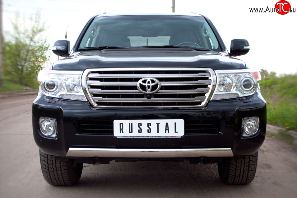 13 999 р. Защита переднего бампера (Ø75х42 мм, нержавейка) Russtal Toyota Land Cruiser 200 1-ый рестайлинг (2012-2015)  с доставкой в г. Воронеж