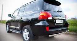 6 899 р. Защита заднего бампера (Ø75x42 мм, нержавейка) Russtal Toyota Land Cruiser 200 1-ый рестайлинг (2012-2015)  с доставкой в г. Воронеж. Увеличить фотографию 2