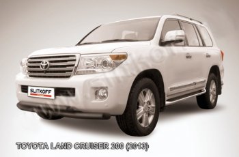 21 349 р. Защита переднего бампера Slitkoff (Ø76 и 57 мм)  Toyota Land Cruiser  200 (2012-2015) 1-ый рестайлинг (Нержавейка полированная)  с доставкой в г. Воронеж. Увеличить фотографию 2