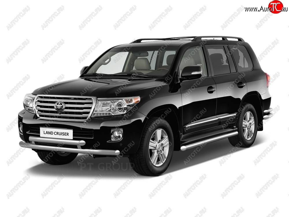20 949 р. Защита порогов из трубы Ø51 Petroil Tuning Toyota Land Cruiser 200 2-ой рестайлинг (2015-2021) (Нержавеющая полированная сталь)  с доставкой в г. Воронеж