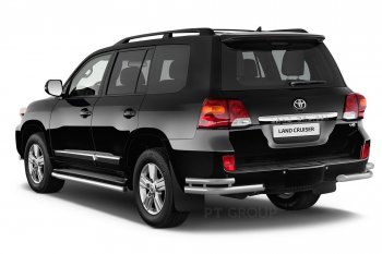 20 949 р. Защита порогов из трубы Ø51 Petroil Tuning Toyota Land Cruiser 200 2-ой рестайлинг (2015-2021) (Нержавеющая полированная сталь)  с доставкой в г. Воронеж. Увеличить фотографию 2