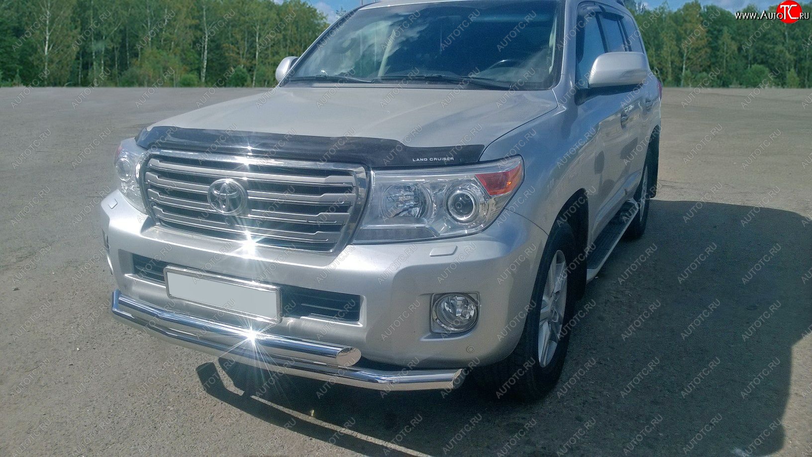 28 649 р. Защита переднего бампера двойная из труб d63/63 мм Petroil Tuning  Toyota Land Cruiser  200 (2015-2021) 2-ой рестайлинг (Нержавеющая полированная сталь)  с доставкой в г. Воронеж