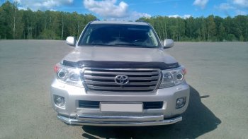28 649 р. Защита переднего бампера двойная из труб d63/63 мм Petroil Tuning  Toyota Land Cruiser  200 (2015-2021) 2-ой рестайлинг (Нержавеющая полированная сталь)  с доставкой в г. Воронеж. Увеличить фотографию 3