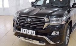 23 899 р. Защита переднего бампера (Ø63 мм с надписью, нержавейка) SLITKOFF  Toyota Land Cruiser  200 (2015-2021) 2-ой рестайлинг  с доставкой в г. Воронеж. Увеличить фотографию 3