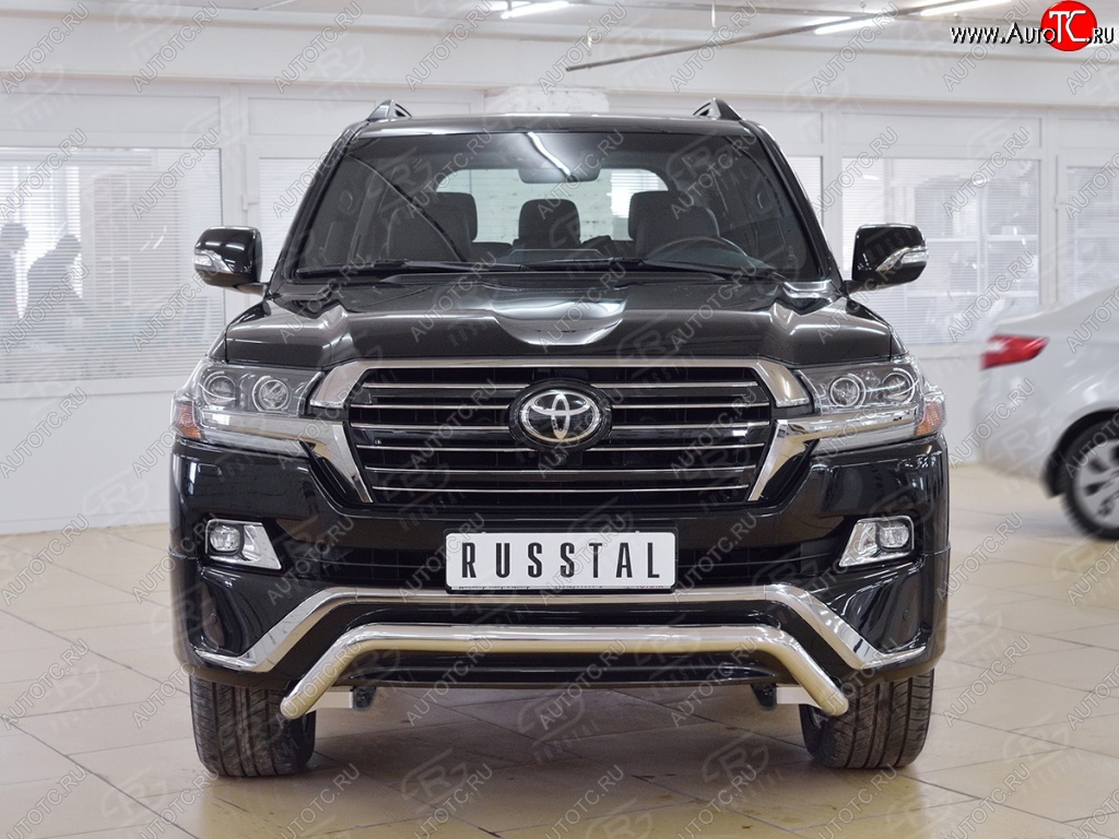 19 449 р. Защита переднего бампера (Ø63 мм волна, нержавейка) SLITKOFF  Toyota Land Cruiser  200 (2015-2021) 2-ой рестайлинг  с доставкой в г. Воронеж