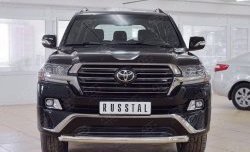 Защита переднего бампера (Ø76 мм короткая, нержавейка) SLITKOFF Toyota Land Cruiser 200 2-ой рестайлинг (2015-2021)