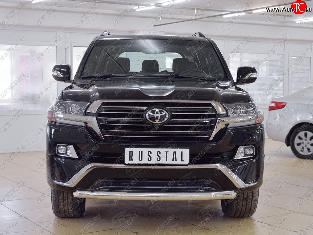 17 899 р. Защита переднего бампера (Ø76 мм короткая, нержавейка) SLITKOFF  Toyota Land Cruiser  200 (2015-2021) 2-ой рестайлинг  с доставкой в г. Воронеж