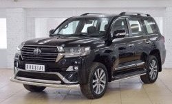 24 849 р. Защита переднего бампера (2 трубыØ76 и 63 мм, нержавейка) SLITKOFF  Toyota Land Cruiser  200 (2015-2021) 2-ой рестайлинг  с доставкой в г. Воронеж. Увеличить фотографию 2