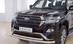 24 849 р. Защита переднего бампера (2 трубыØ76 и 63 мм, нержавейка) SLITKOFF  Toyota Land Cruiser  200 (2015-2021) 2-ой рестайлинг  с доставкой в г. Воронеж. Увеличить фотографию 3
