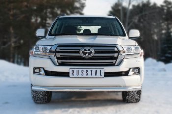 Одинарная защита переднего бампера диаметром 76 мм SLITKOFF Toyota Land Cruiser 200 2-ой рестайлинг (2015-2021)