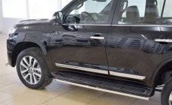14 899 р. Защита порогов из круглой трубы диаметром 42 мм SLITKOFF Toyota Land Cruiser 200 2-ой рестайлинг (2015-2021)  с доставкой в г. Воронеж. Увеличить фотографию 4