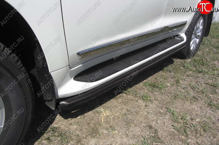 11 999 р. Защита штатного порога d57 Slitkoff Toyota Land Cruiser 200 2-ой рестайлинг (2015-2021) (Цвет: серебристый)  с доставкой в г. Воронеж