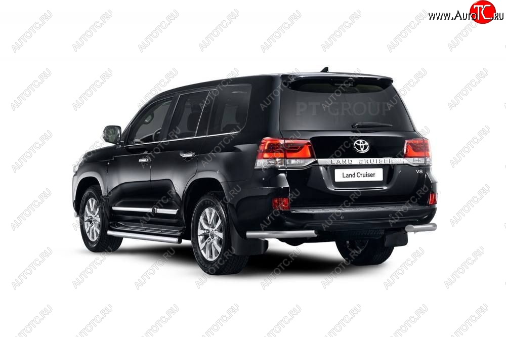 21 869 р. Защита заднего бампера Petroil Tuning (уголки, d63)  Toyota Land Cruiser  200 (2015-2021) 2-ой рестайлинг (Нержавеющая полированная сталь)  с доставкой в г. Воронеж