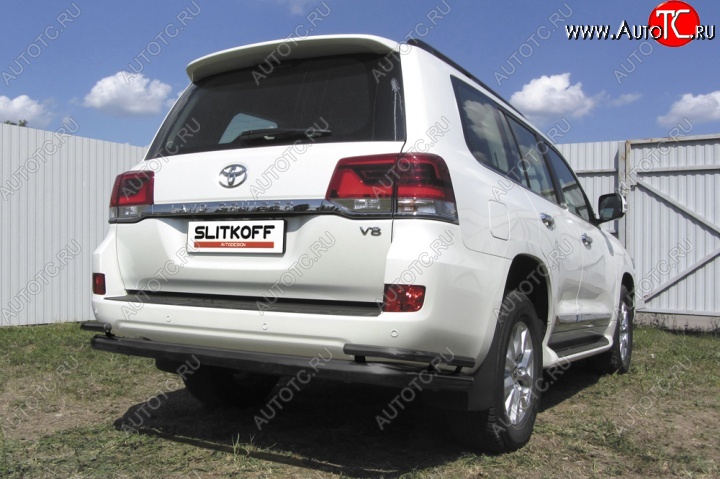13 949 р. Защита задняя Slitkoff  Toyota Land Cruiser  200 (2015-2021) 2-ой рестайлинг (Цвет: серебристый)  с доставкой в г. Воронеж