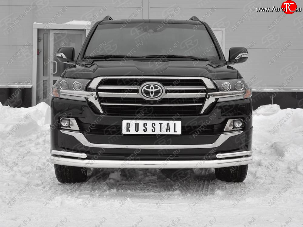 22 999 р. Защита переднего бампера (2 трубы Ø 76 и 42 мм, нержавейка, EXECUTIVE LOUNGE)  Toyota Land Cruiser  200 (2015-2021) 2-ой рестайлинг  с доставкой в г. Воронеж