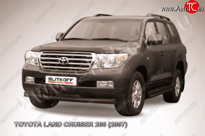9 999 р. Защита переднего бампера из трубы d76 Slitkoff Toyota Land Cruiser 200 дорестайлинг (2007-2012) (Цвет: серебристый)  с доставкой в г. Воронеж