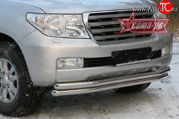 31 859 р. Защита переднего бампера двойная Souz-96 (d60/60).  Toyota Land Cruiser  200 (2007-2012) дорестайлинг  с доставкой в г. Воронеж