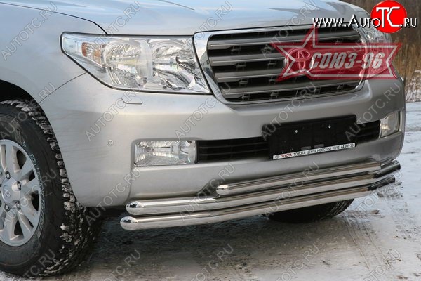 37 349 р. Защита переднего бампера тройная Souz-96 (d60/60/42).  Toyota Land Cruiser  200 (2007-2012) дорестайлинг  с доставкой в г. Воронеж
