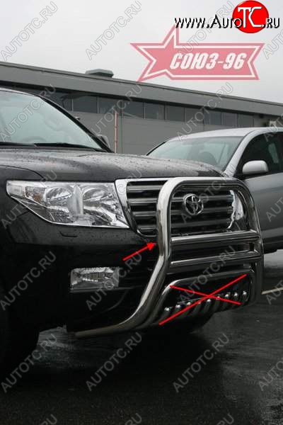 44 999 р. Защита переднего бампера Souz-96 (d76)  Toyota Land Cruiser  200 (2007-2012) дорестайлинг  с доставкой в г. Воронеж