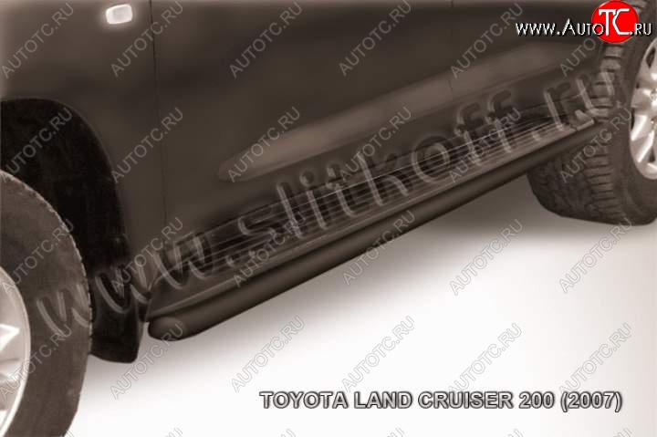 9 649 р. Защита штатного порога d42 Slitkoff  Toyota Land Cruiser  200 (2007-2012) дорестайлинг (Цвет: серебристый)  с доставкой в г. Воронеж