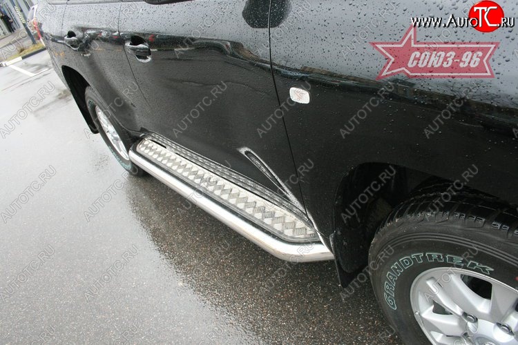 35 009 р. Защита порогов с алюминиевым листом Souz-96 (d76) Toyota Land Cruiser 200 дорестайлинг (2007-2012)  с доставкой в г. Воронеж