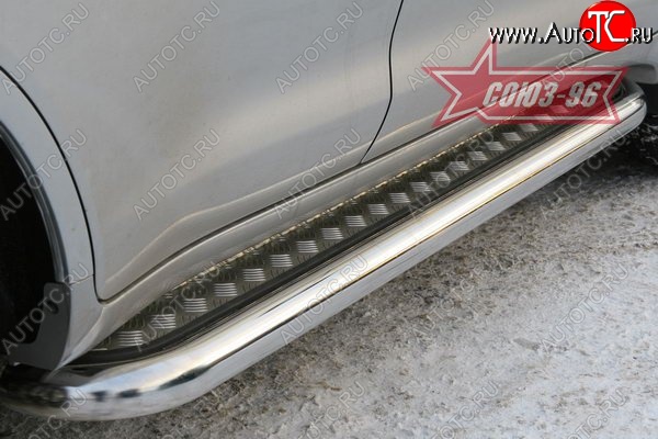 33 299 р. Защита порогов с алюминиевым листом Souz-96 Toyota Land Cruiser 200 дорестайлинг (2007-2012)  с доставкой в г. Воронеж