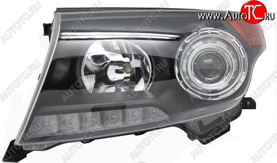 12 599 р. Левая фара SAT (чёрная Brownstone) Toyota Land Cruiser 200 1-ый рестайлинг (2012-2015)  с доставкой в г. Воронеж