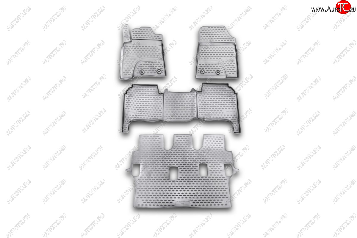 1 239 р. Комплект 3D ковриков салона Element (полиуретан) Toyota Land Cruiser 200 дорестайлинг (2007-2012) (Серые)  с доставкой в г. Воронеж