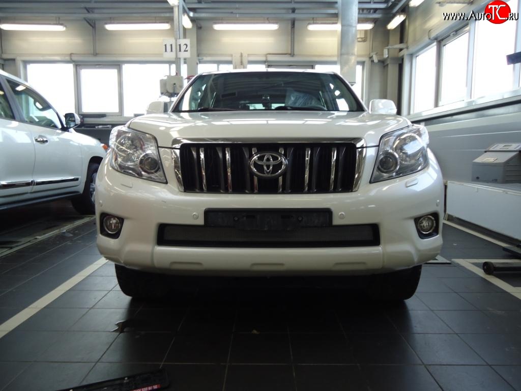1 539 р. Сетка на бампер Russtal (хром) Toyota Land Cruiser Prado J150 дорестайлинг (2009-2013)  с доставкой в г. Воронеж