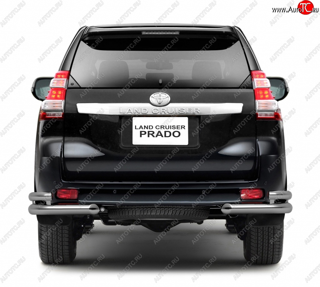 25 269 р. Защита заднего бампера Petroil Tuning 63/51 мм Toyota Land Cruiser Prado J150 дорестайлинг (2009-2013) (Нержавеющая полированная сталь)  с доставкой в г. Воронеж