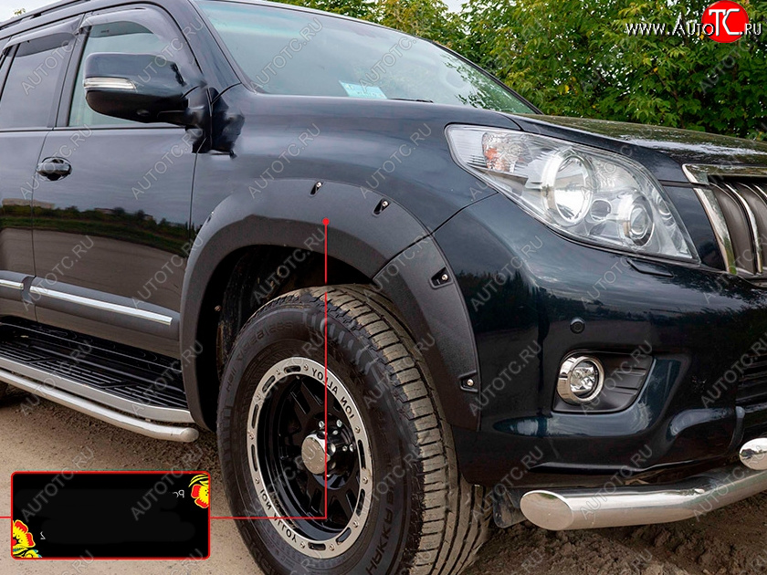 6 999 р. Расширитель арки RA (вылет 30 мм, передний правый) Toyota Land Cruiser Prado J150 дорестайлинг (2009-2013) (Поверхность шагрень)  с доставкой в г. Воронеж