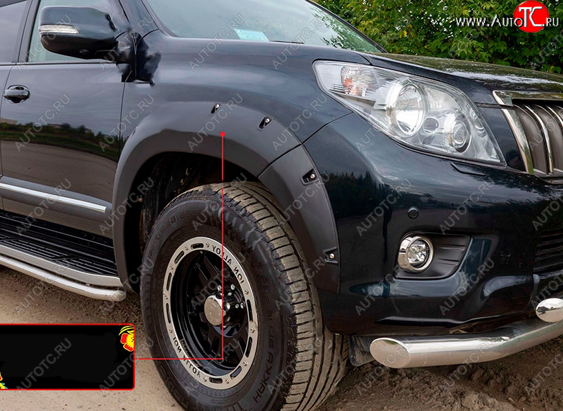 6 999 р. Расширитель арки RA (вылет 30 мм, передний правый)  Toyota Land Cruiser Prado  J150 (2009-2013) дорестайлинг (Поверхность глянец под покраску, Неокрашенный)  с доставкой в г. Воронеж