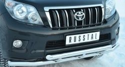 24 649 р. Защита переднего бампера (2 трубыØ63 мм, нержавейка) SLITKOFF  Toyota Land Cruiser Prado  J150 (2009-2013) дорестайлинг  с доставкой в г. Воронеж. Увеличить фотографию 2