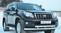 25 499 р. Защита переднего бампера (2 трубыØ76 и 63 мм, нержавейка) SLITKOFF  Toyota Land Cruiser Prado  J150 (2009-2013) дорестайлинг  с доставкой в г. Воронеж. Увеличить фотографию 4