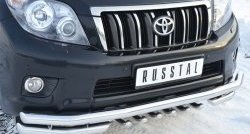 28 449 р. Защита переднего бампера (2 трубы Ø63 мм с зубами, нержавейка) SLITKOFF  Toyota Land Cruiser Prado  J150 (2009-2013) дорестайлинг  с доставкой в г. Воронеж. Увеличить фотографию 2