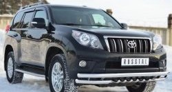 28 449 р. Защита переднего бампера (2 трубы Ø63 мм с зубами, нержавейка) SLITKOFF  Toyota Land Cruiser Prado  J150 (2009-2013) дорестайлинг  с доставкой в г. Воронеж. Увеличить фотографию 4