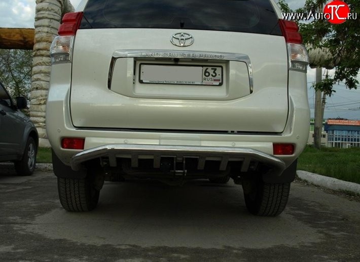 11 499 р. Защита заднего бампера d76 мм с изгибом Металл Дизайн Toyota Land Cruiser Prado J150 дорестайлинг (2009-2013) (полированная нержавейка)  с доставкой в г. Воронеж