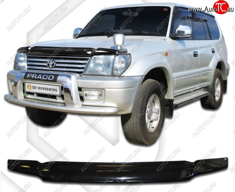 1 999 р. Дефлектор капота (J90W, J95W) CA-Plastic Toyota Land Cruiser 90 (1996-2000) (Classic черный, Без надписи)  с доставкой в г. Воронеж