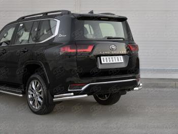 21 749 р. Защита заднего бампера (Ø63 мм уголки, нержавейка, 70TH ANNIVERSARY) SLITKOFF  Toyota Land Cruiser  J300 (2021-2025) дорестайлинг  с доставкой в г. Воронеж. Увеличить фотографию 2