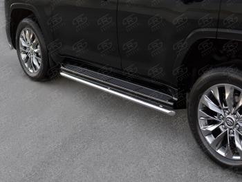 14 999 р. Защита порогов (Ø42 мм, 70TH ANNIVERSARY) SLITKOFF  Toyota Land Cruiser  J300 (2021-2025) дорестайлинг (полированная нержавейка)  с доставкой в г. Воронеж. Увеличить фотографию 2