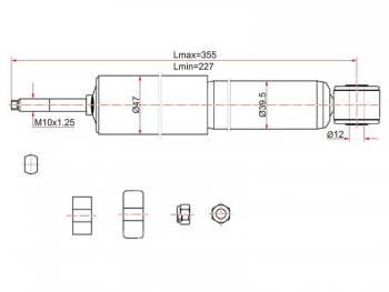 1 849 р. Амортизатор передний LH=RH SAT  Toyota LiteAce  Noah (1996-2001)  с доставкой в г. Воронеж. Увеличить фотографию 1