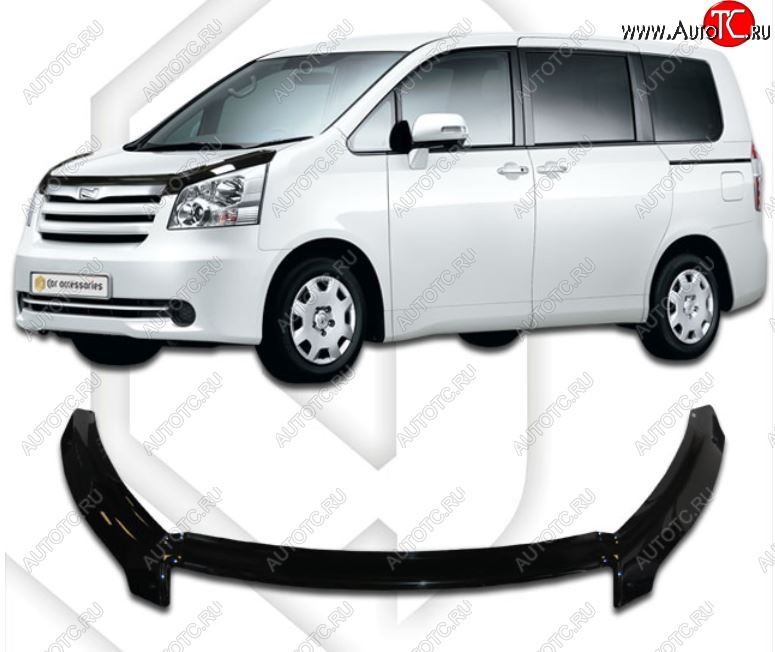 2 599 р. Дефлектор капота CA-Plastiс exclusive  Toyota Noah  2 (2007-2010) дорестайлинг (серия Classic черный, Без надписи)  с доставкой в г. Воронеж