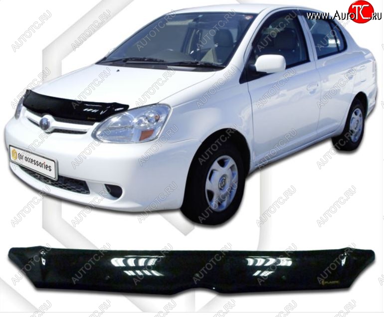1 899 р. Дефлектор капота CA-Plastiс  Toyota Platz  рестайлинг (2002-2005) (Classic черный, Без надписи)  с доставкой в г. Воронеж