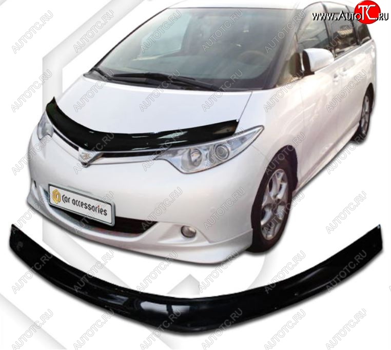 2 079 р. Дефлектор капота CA-Plastiс  Toyota Previa  3 (2006-2009) дорестайлинг (Classic черный, Без надписи)  с доставкой в г. Воронеж