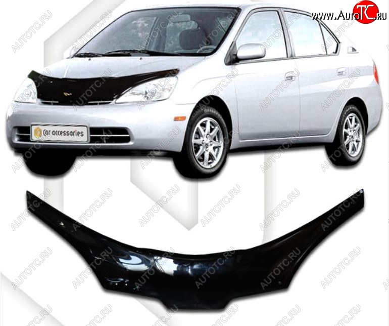 2 599 р. Дефлектор капота CA-Plastiс exclusive  Toyota Prius  XW10 (1997-2000) дорестайлинг (Classic черный, Без надписи)  с доставкой в г. Воронеж