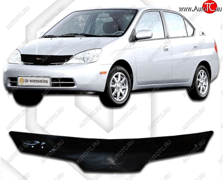 1 839 р. Дефлектор капота CA-Plastiс Toyota Prius XW10 дорестайлинг (1997-2000) (Classic черный, Без надписи)  с доставкой в г. Воронеж
