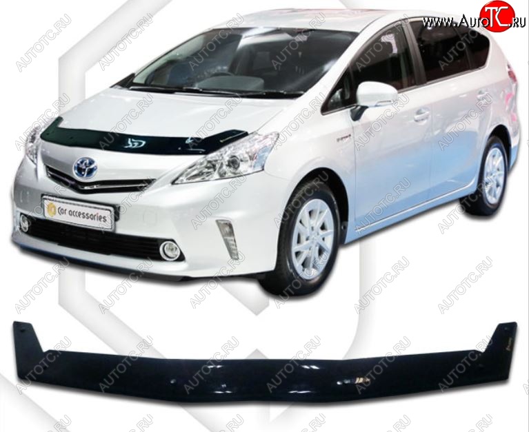 1 999 р. Дефлектор капота CA-Plastiс Toyota Prius Alfa лифтбек рестайлинг (2011-2015) (Classic черный, Без надписи)  с доставкой в г. Воронеж