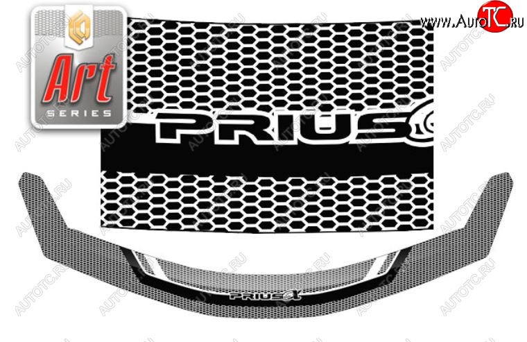 2 199 р. Дефлектор капота CA-Plastiс  Toyota Prius  Alfa лифтбек (2011-2015) рестайлинг (Серия Art черная)  с доставкой в г. Воронеж