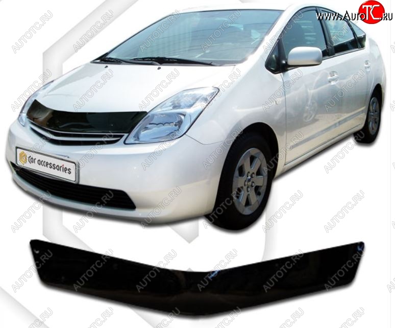 1 899 р. Дефлектор капота (правый руль) CA-Plastiс  Toyota Prius  XW20 (2003-2011) дорестайлинг, рестайлинг (серия Classic черный, Без надписи)  с доставкой в г. Воронеж